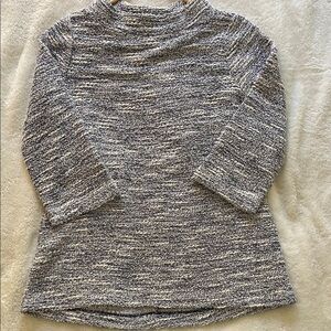 LOFT Boucle Blue & Gold Mockneck Sweater